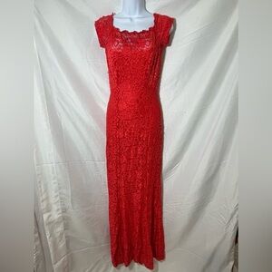 Maria Bonita USA Red Lace Evening Gown
